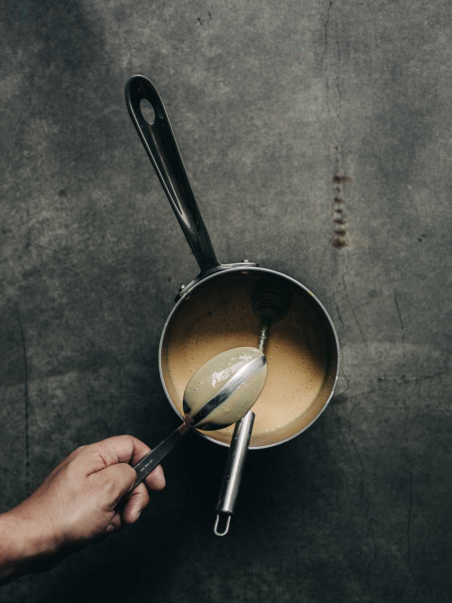 Anglaise Sauce at Nappe Stage